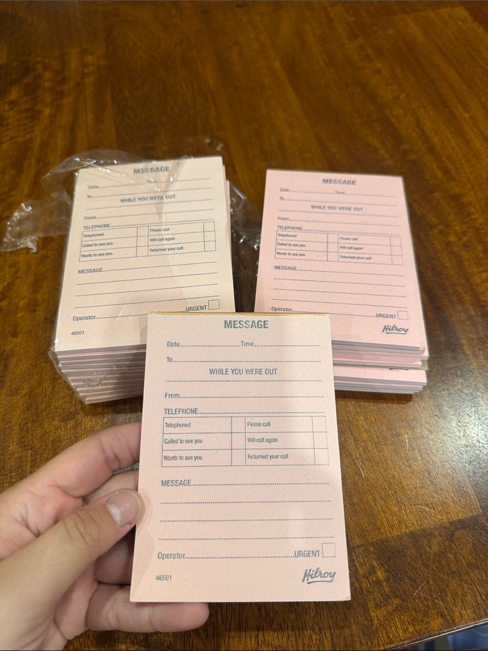 Vintage New Old Stock Hilroy Pink Message Pads - “While You Were Out” approx 21
